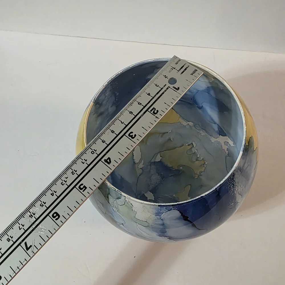 Reverse Painted Rose Bowl Candy Dish